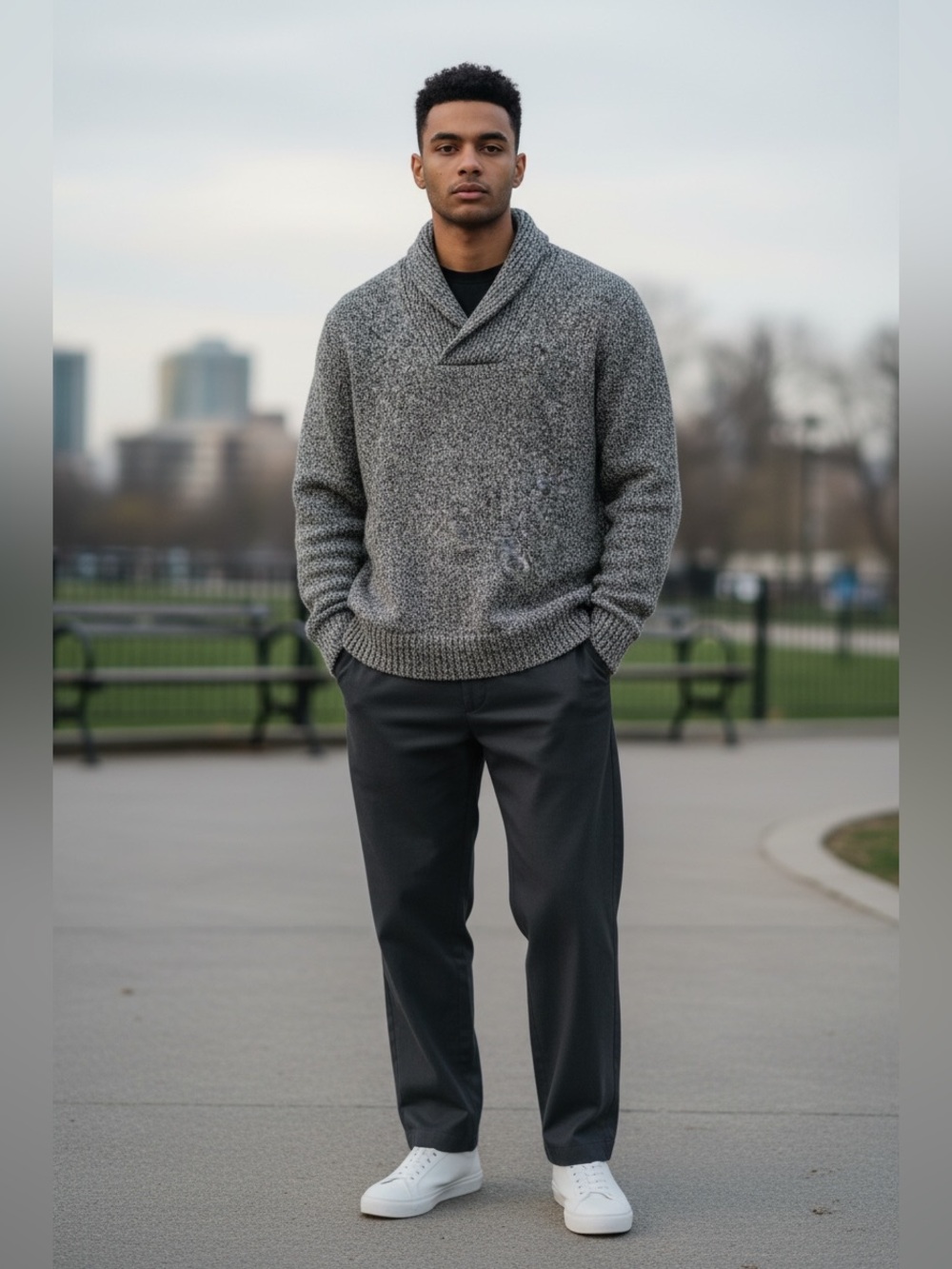 Old Navy Men's Shawl Turtleneck Sweater - Gray